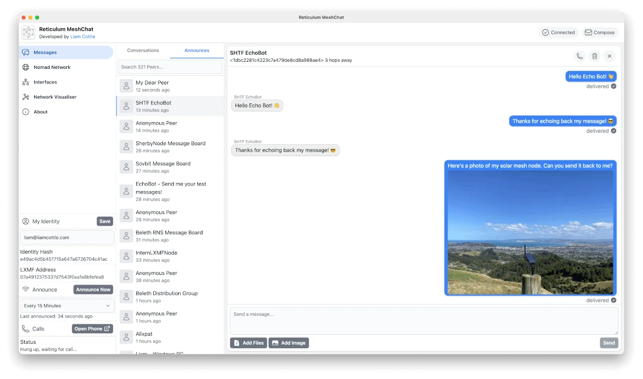 MeshChat — interface web